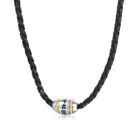 PU Leather Cord Necklace, with Titanium Steel, with 1.97inch extender chain, fashion jewelry & for man Approx 18.5 Inch 