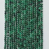Perles en Malachite naturelle, Plat rond, facettes, vert, 4mm Environ 14.96 pouce, Vendu par brin