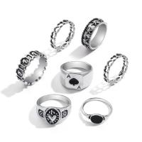 Цинковый сплав кольцо Установить, цинковый сплав, полированный, 7 шт. & ювелирные изделия моды & Женский & эмаль, два разных цвета, продается указан