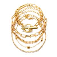 Fashion Zinc Alloy Bracelets, with 5cm extender chain, gold color plated, 5 pieces & fashion jewelry & for woman, golden cm 