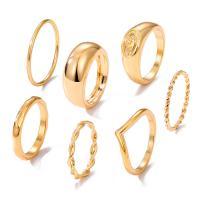 Zinc Alloy Ring Set, gold color plated, 7 pieces & fashion jewelry & for woman, golden 