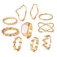 Zinc Alloy Ring Set, gold color plated, 10 pieces & fashion jewelry & for woman & enamel, golden 