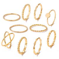 Zinc Alloy Ring Set, gold color plated, 10 pieces & fashion jewelry & for woman, golden 