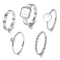 Zinc Alloy Ring Set, silver color plated, 5 pieces & fashion jewelry & for woman & epoxy gel & with rhinestone, golden 