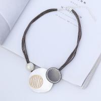 PU Leather Cord Necklace, Zinc Alloy, fashion jewelry & for woman & with rhinestone Approx 45 cm 