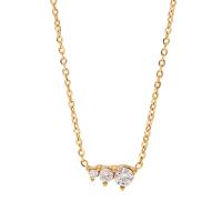 Cubic Zirconia Stainless Steel Necklace, 314 Stainless Steel, with 5cm extender chain, Vacuum Ion Plating, fashion jewelry & micro pave cubic zirconia & for woman, golden, 6mm cm [