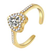 Cubic Zirconia Micro Pave Brass Finger Ring, Heart, plated, adjustable & micro pave cubic zirconia & for woman US Ring 
