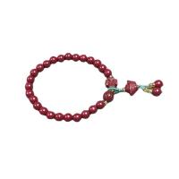 Mode Bracelet à cinabre, pour femme, rouge vermeil, 6mm Environ 7 pouce, Vendu par PC