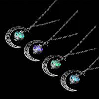 Zinc Alloy Necklace, Moon, plated, for woman & luminated 4mm Approx 17.71 Inch 