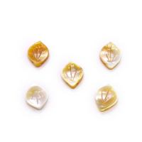 Yellow Shell Pendants, Leaf, Carved, DIY, yellow 
