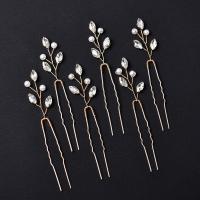 Hair Stick, Zinc Alloy, with Crystal & Plastic Pearl, 6 pieces & fashion jewelry & for woman 