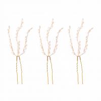 Hair Stick, Zinc Alloy, with Plastic Pearl, 3 pieces & fashion jewelry & for woman, golden 