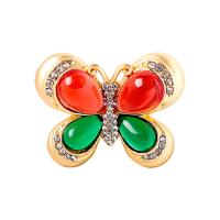 Resin Brooch, Zinc Alloy, with Resin, Butterfly, fashion jewelry & for woman & with rhinestone, golden 