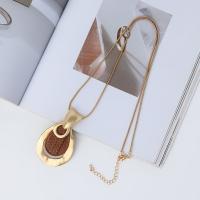Zinc Alloy Sweater Chain Necklace, with Wood, plated, fashion jewelry & for woman Approx 80 cm 