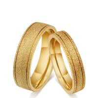 Couple Finger Rings, Titanium Steel, sand blast, fashion jewelry & Unisex golden, 4mm,6mm 
