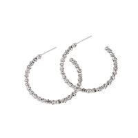 Sterling Silver Stud Earring, 925 Sterling Silver, platinum plated, Korean style & for woman, 35mm 