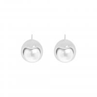 Sterling Silver Stud Earring, 925 Sterling Silver, with Plastic Pearl, plated, Korean style & for woman 