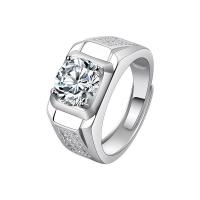 Латунное кольцо с стразами, Латунь, Платиновое покрытие платиновым цвет, Регулируемый & Женский & со стразами, продается PC