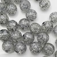 Crackle Acrylic Beads, Round, DIY grey, Approx 