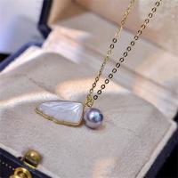 Выращенное жемчужное  ожерелье  Akoya, Акойя культивированные жем, с Латунь, ювелирные изделия моды & Женский, 7-8mm, длина:Приблизительно 17 дюймовый, продается PC