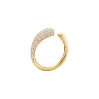 Cubic Zirconia Stainless Steel Finger Ring, 314 Stainless Steel, Vacuum Ion Plating, fashion jewelry & micro pave cubic zirconia & for woman, golden 