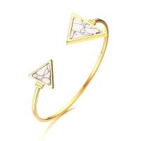 Stainless Steel Cuff Bangle, 304 Stainless Steel, with Howlite, Triangle, fashion jewelry & for woman, golden, 2mm, Inner Approx 63mm 