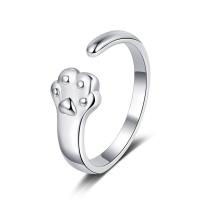 Brass Finger Ring, Claw, platinum color plated, Adjustable, platinum color, 7.4mm, Inner Approx 16mm 