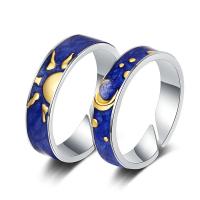 Couple Finger Rings, Brass, plated, adjustable & epoxy gel & for couple 