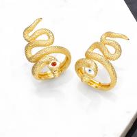 Evil Eye Jewelry Finger Ring, Brass, Snake, gold color plated, for woman & enamel 34mm, Inner Approx 18mm 