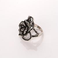 Rhinestone Zinc Alloy Finger Ring, Rose, vintage & for woman & with rhinestone, silver color, Inner Approx 18mm 
