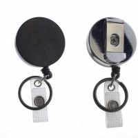 ABS Plastic Badge Holder, with Iron, portable & Unisex & retractable, black, 40mm 