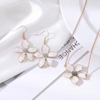 Enamel Zinc Alloy Jewelry Sets, with 1.97inch extender chain, Flower, gold color plated, fashion jewelry & for woman & with rhinestone, 24mm Approx 17.72 Inch 