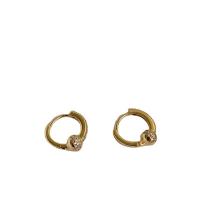 Zinc Alloy Huggie Hoop Earring, Round, micro pave cubic zirconia & for woman, golden, 18mm 
