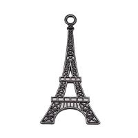 Conception de pendentifs en alliage de zinc, Tour Eiffel, pistolet noir plaqué, Vintage & DIY Vendu par PC