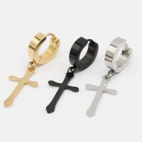 Titanium Steel Earrings, Cross, plated, fashion jewelry & Unisex 