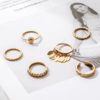Zinc Alloy Ring Set, gold color plated, 6 pieces & fashion jewelry & for woman & with rhinestone 
