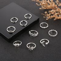 Zinc Alloy Ring Set, antique silver color plated, 10 pieces & fashion jewelry & for woman 