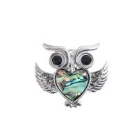 Shell Brooch, Zinc Alloy, with Abalone Shell, Owl, silver color plated, Unisex & with rhinestone, green 