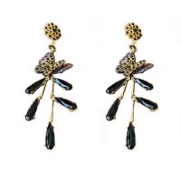 Crystal Rhinestone Earring, Zinc Alloy, with Crystal, Butterfly, gold color plated, for woman & with rhinestone 