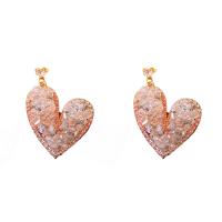 Crystal Rhinestone Earring, with Zinc Alloy, Heart, gold color plated, for woman & with rhinestone 