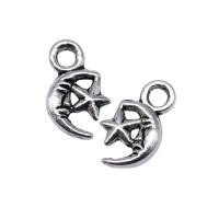 Zinc Alloy Hollow Pendants, Moon and Star, antique silver color plated, vintage & DIY 