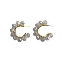 Crystal Jewelry Earring, Zinc Alloy, with Crystal, gold color plated, fashion jewelry & for woman, 35mm 