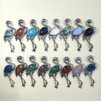 Gemstone Brooch, with Zinc Alloy, Bird, silver color plated, Unisex & can be used as brooch or pendant 