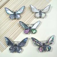 Shell Brooch, with Zinc Alloy, Butterfly, silver color plated, Unisex & can be used as brooch or pendant 