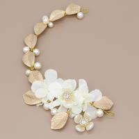 Bridal Hair Wreath, Zinc Alloy, with Cloth & Plastic Pearl, fashion jewelry & for woman & with rhinestone, golden 