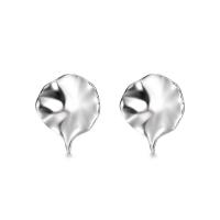 Sterling Silver Stud Earring, 925 Sterling Silver, Lotus Leaf, fashion jewelry & for woman, silver color 