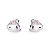 Sterling Silver Stud Earring, 925 Sterling Silver, Rabbit, fashion jewelry & for woman & enamel, silver color 