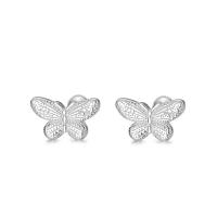 Sterling Silver Stud Earring, 925 Sterling Silver, Butterfly, Korean style & for woman, silver color 