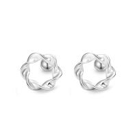 Sterling Silver Stud Earring, 925 Sterling Silver, Geometrical Pattern, Korean style & for woman & hollow, silver color 