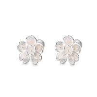 Sterling Silver Stud Earring, 925 Sterling Silver, Flower, Korean style & for woman, silver color 
